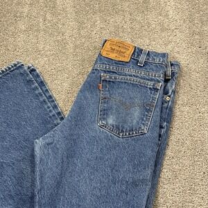 VTG Levi's 517 Jeans Mens 34x32 Blue Bootcut Orange Tab USA Red Batwing 32x31